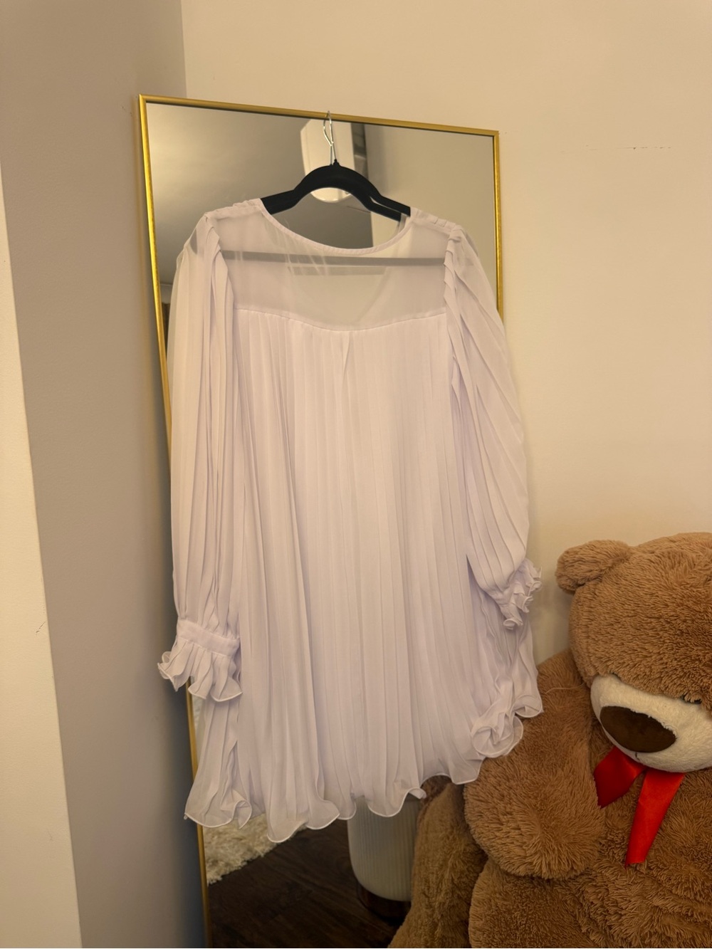 H&M Light Lavender Pleated Chiffon Dress